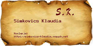 Simkovics Klaudia névjegykártya